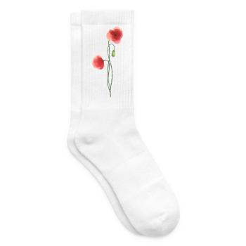 Blume: roter Mohn - Tennissocken - Weiß - Rechts