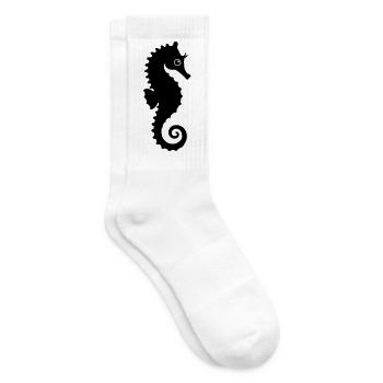 Cute Seahorse Silhouette - Tennis socks - white - Right