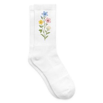Trio aquarelle de fleurs sauvages - Chaussettes de tennis - blanc - Droite