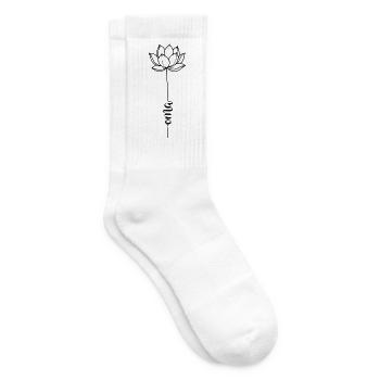 Lotus Granny Line Art - Tennis socks - white - Right