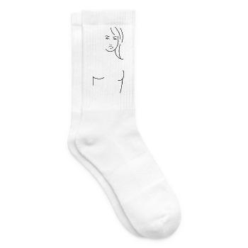 Minimalistische Lineart-Zeichnung - Tennissocken - Weiß - Rechts