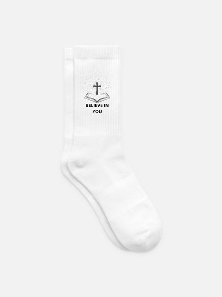 Kreuz und Buch Licht - Tennissocken - Weiß