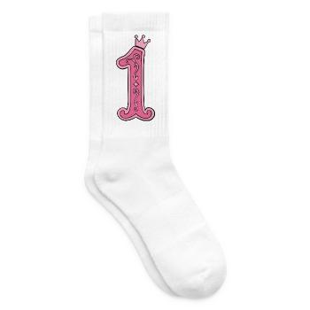 Pinkes Kronen-1 Design - Tennissocken - Weiß - Rechts