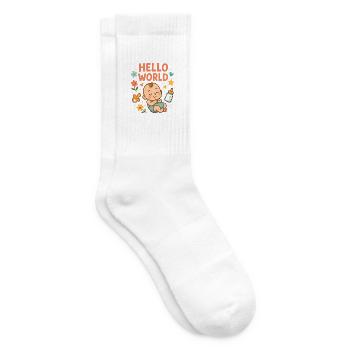 Hello World Baby-Kinderzimmer-Illustration - Tennissocken - Weiß - Rechts