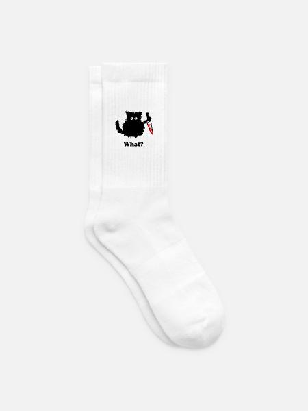 Mord Kätzchen Aufkleber - Tennissocken - Weiß