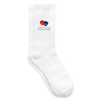 Rote und blaue Theatermasken mit Bühnenzitat - Tennissocken - Weiß - Rechts