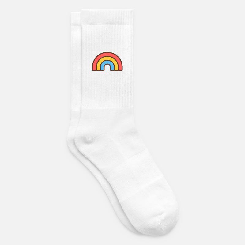 Arc-en-Ciel rétro éclatant - Chaussettes de tennis - blanc