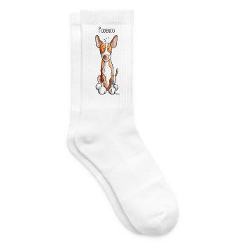 Funny Podenco - Dog - Dogs - Cute - Pets - Tennis socks - white - Right