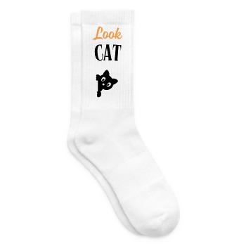Schau Katze - Tennissocken - Weiß - Rechts