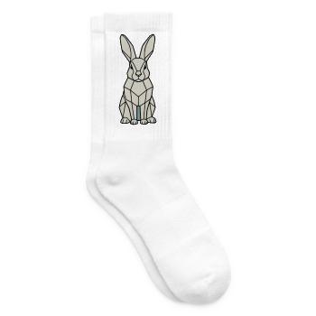 Geometric Bunny Low Poly Modern - Tennis socks - white - Right
