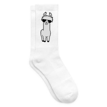 Cooles Lama Alpaka Sonnenbrille Lächelnd Lustig - Tennissocken - Weiß - Rechts