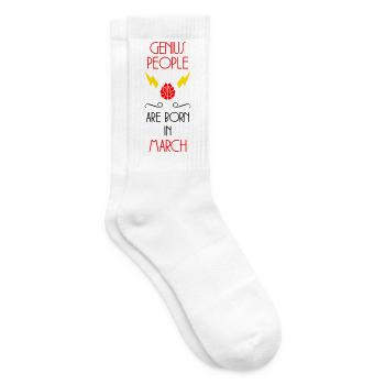 les génies naissent en Mars - Cadeau de Naissance - Chaussettes de tennis - blanc - Droite