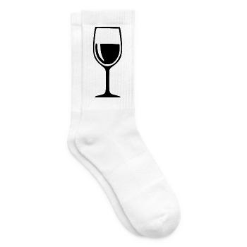 Wine Glass Black Grapevine Wine Gift - Tennis socks - white - Right