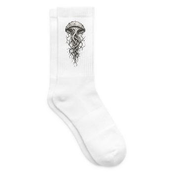 Mystischer Pilz als Qualle – Surreal Schwarzweiß - Tennissocken - Weiß - Rechts