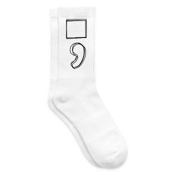 Semikolon handgezeichnet - Tennissocken - Weiß - Rechts