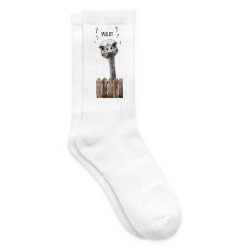 WHAT? – Lustiger verwirrter Vogelstrauß - Tennissocken - Weiß - Rechts