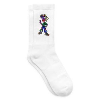 Vibrantes Punk Patch Outfit - Tennissocken - Weiß - Rechts