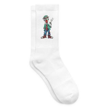 Surrealer Straßentyp im Anzug - Tennissocken - Weiß - Rechts