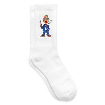 Buntmaler Cartoon mit Pinsel - Tennissocken - Weiß - Rechts