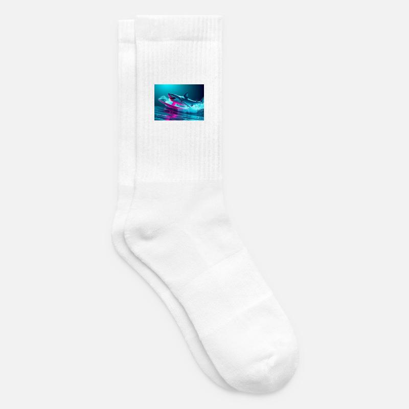 Neon Shark Sprinter Design - Chaussettes de tennis - blanc