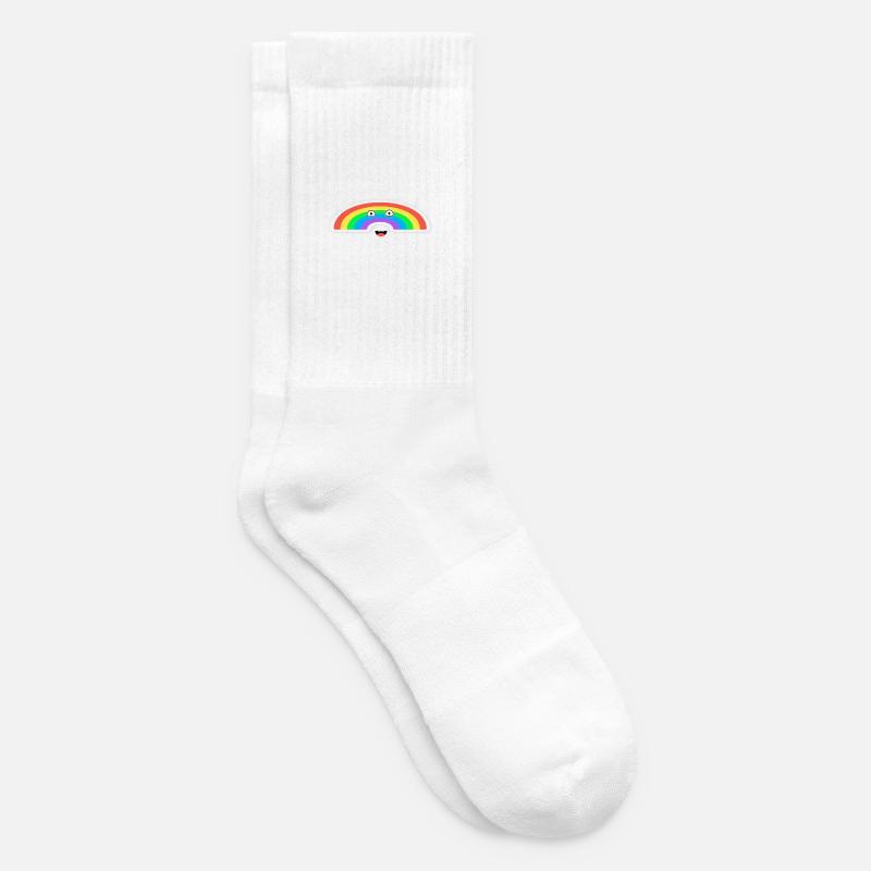 Lebhafte Regenbogenanimation  - Tennissocken - Weiß