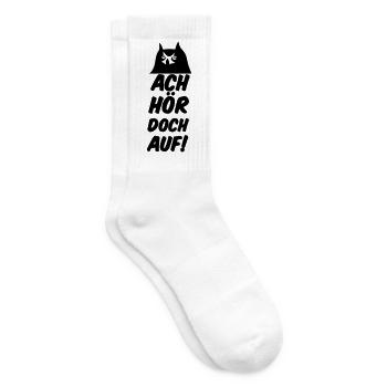 Ach hör doch auf Eule Fun lustig Sprüche Geschenk - Tennissocken - Weiß - Rechts