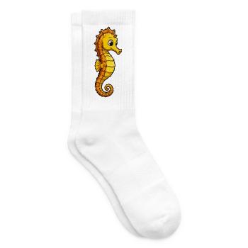 Gelbes Cartoonseepferdchen - Tennissocken - Weiß - Rechts