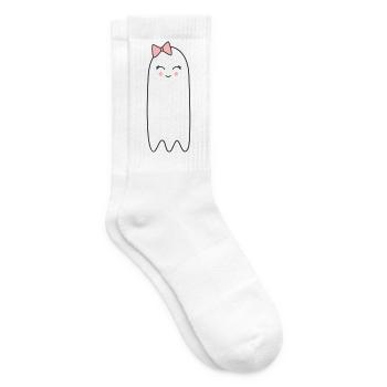Geist mit rosa Schleife – Süßes Halloween Design - Tennissocken - Weiß - Rechts
