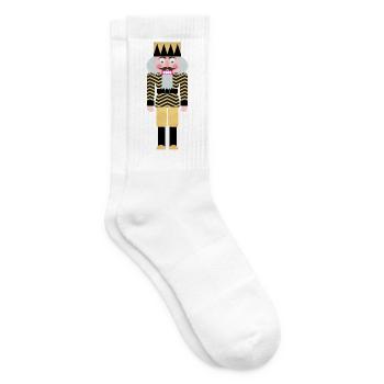 Nussknacker Weihnachten Gold zickzack Muster Deko - Tennissocken - Weiß - Rechts