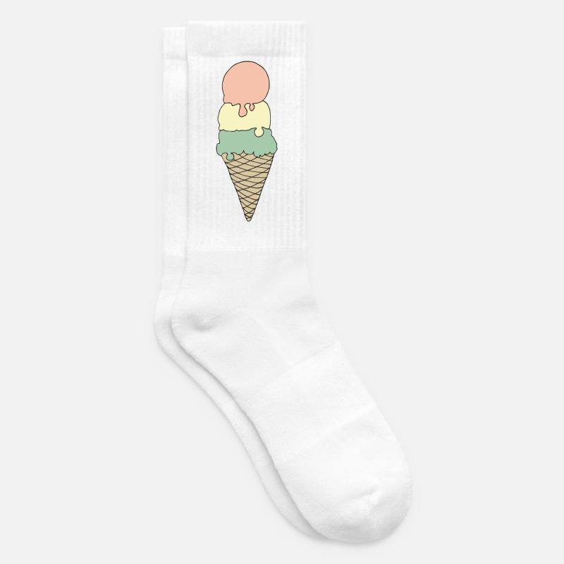 Pastellfarbenes Eis-Design für Sommermode - Tennissocken - Weiß