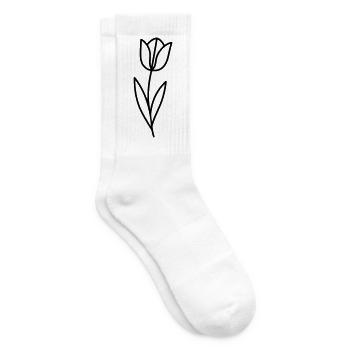 Tulpe Blume Frühling Outline - Tennissocken - Weiß - Rechts