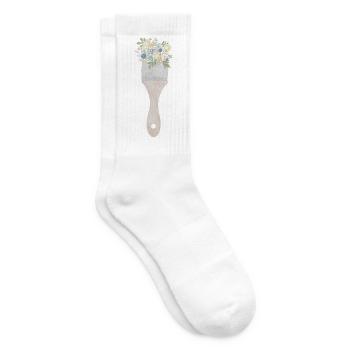 Pinsel-Blumenstrauß - Tennissocken - Weiß - Rechts