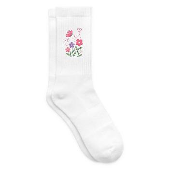 Blumenzauber mit Schmetterling - Tennissocken - Weiß - Rechts