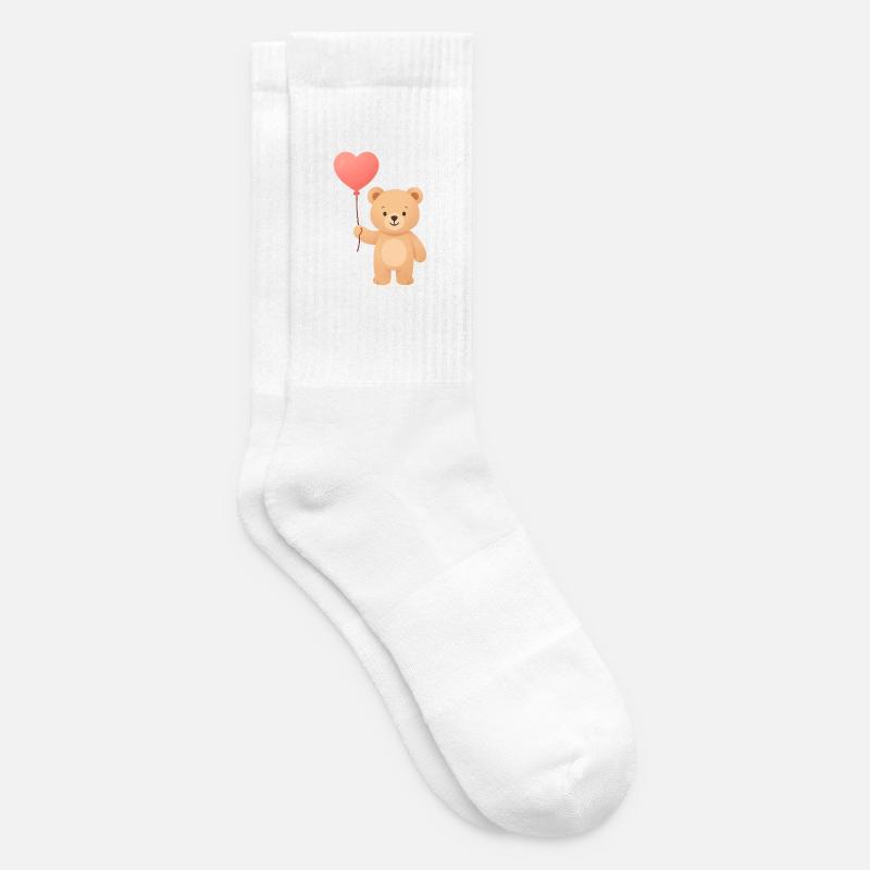Zarter Bär mit Herzballon - Tennissocken - Weiß