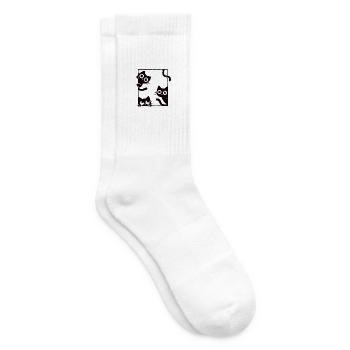 Chats curieux - Félins dans le cadre - Chaussettes de tennis - blanc - Droite