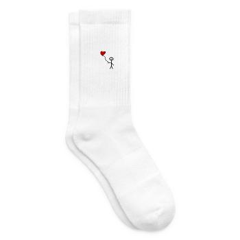 Strichfigur mit Herz Luftballon - Tennissocken - Weiß - Rechts