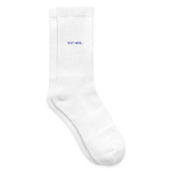 Plain Text Blue Text Print - Tennis socks - white - Right