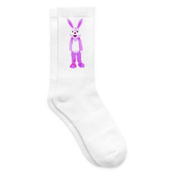 Lila Hase Cartoonfigur Motiv - Tennissocken - Weiß - Rechts