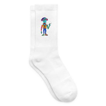 Colorful cubist creature with cigarette - Tennis socks - white - Right
