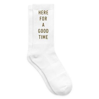 Here For A Good Time - Minimalist Retro Typography - Tennis socks - white - Right
