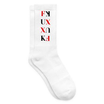 Rot-Schwarz-Typografieblock - Tennissocken - Weiß - Rechts