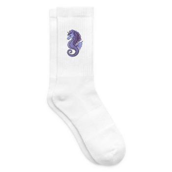 Seepferdchen-Einhorn Lila Violett - Tennissocken - Weiß - Rechts