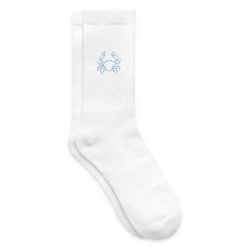 Blue Crab Line Art - Tennis socks - white - Right