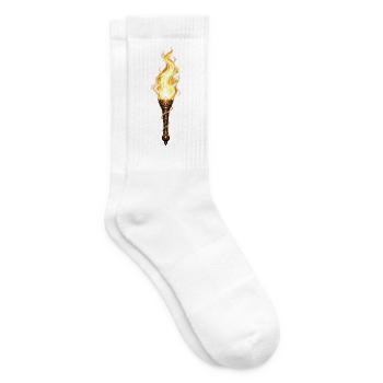 Flammende Fackel – Fantasy Stil - Tennissocken - Weiß - Rechts