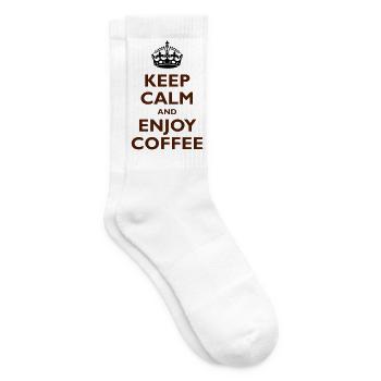 Keep Calm & Enjoy Coffee - Tennis socks - white - Right