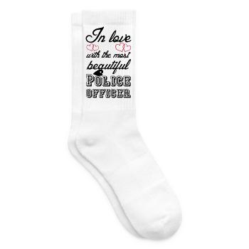 In love - Police Polizei, Liebe, Sprüche, Geschenk - Tennissocken - Weiß - Rechts