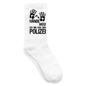 Hände weg Polizei Polizist Beruf Geschenk Spruch - Tennissocken - Weiß - Rechts