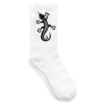 Small lizard, salamander, Tattoo. - Tennis socks - white - Right