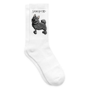 Witziger Schipperke - Hund - Tennissocken - Weiß - Rechts