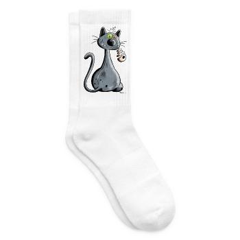 Chat - Chaussettes de tennis - blanc - Droite